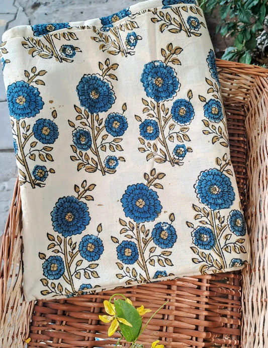 IVORY - AJRAKH COTTON  RUNNING FABRIC