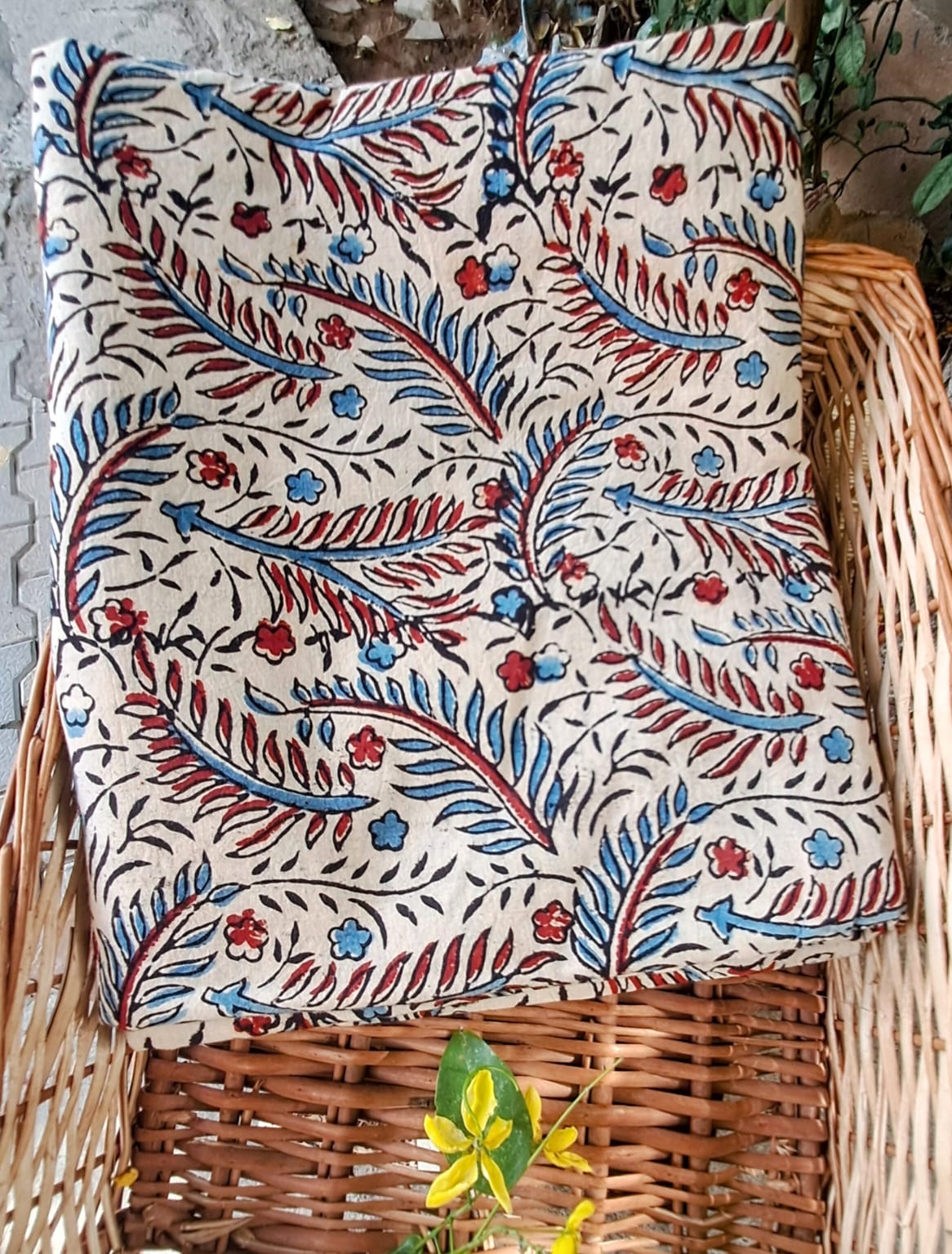 IVORY -  AJRAKH COTTON RUNNING FABRIC