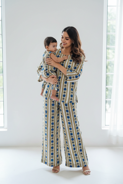 IVORY AJRAKH COTTON RUNNING FABRIC