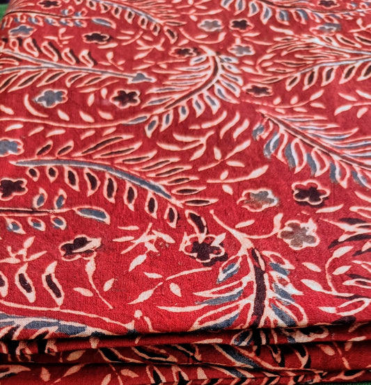 RED -  AJRAKH COTTON RUNNING FABRIC
