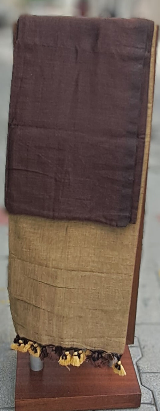 BROWN DUAL TONE KHADHI SAREE