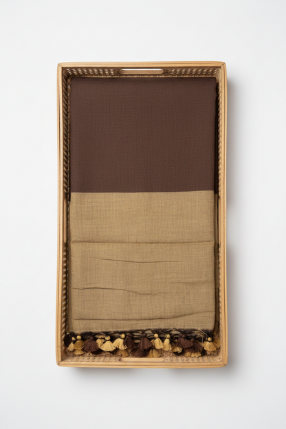 BROWN DUAL TONE KHADHI SAREE