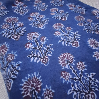 BLUE -AJRAKH COTTON RUNNING FABRIC