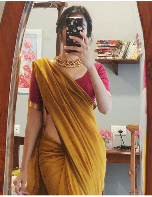 GOLDEN YELLOW KHADHI SAREE